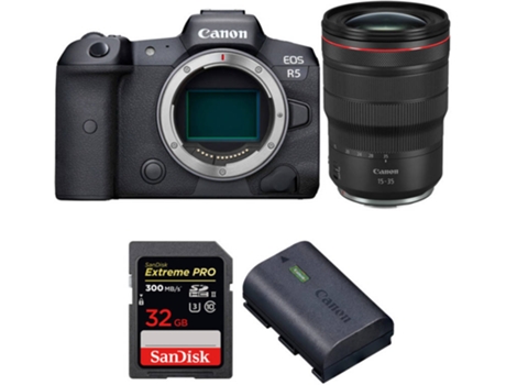 Kit Cámara CANON EOS R5 RF 15-35mm f/2.8L IS USM + SanDisk 32 GB + Batería (Full-Frame)