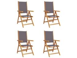 Maison Exclusive - Sillas De Jardín Reclinables 4 Uds Tela Madera Maciza Antracita