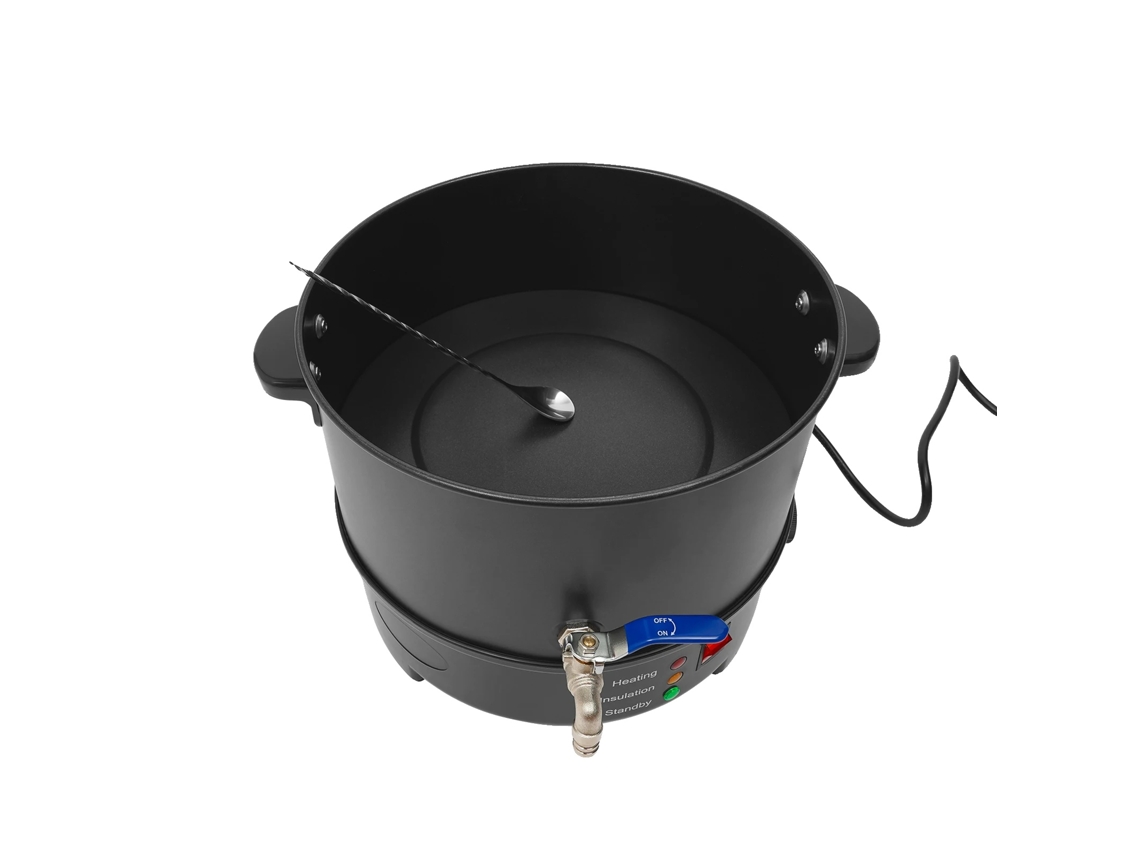 Máquina para derretir cera, capacidad de 8 litros, calentamiento eficiente de 1000 W, color negro.