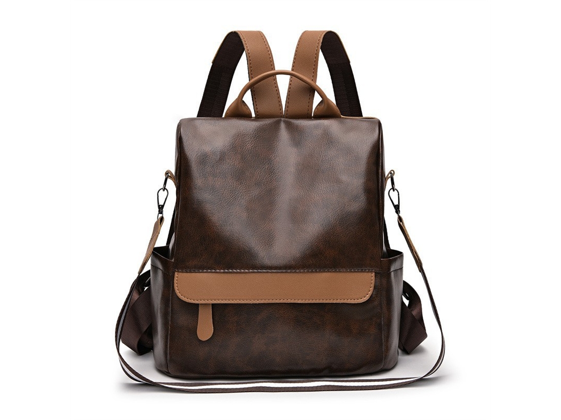 Mochila para mujer, bolso de hombro informal antirrobo en piel sintética marrón oscuro Hexinyigjly