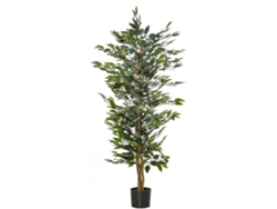 Ficus artificial, planta decorativa artificial, 150 cm, para interior y exterior, en maceta de plástico, fácil de cuidar. Zkaka