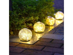 2026-luz Solar De Jardín Para Cesped Con Bola De Vidrio Grieta Impermeable Decoración Exterior Patio Villa Paisaje Subterráneo