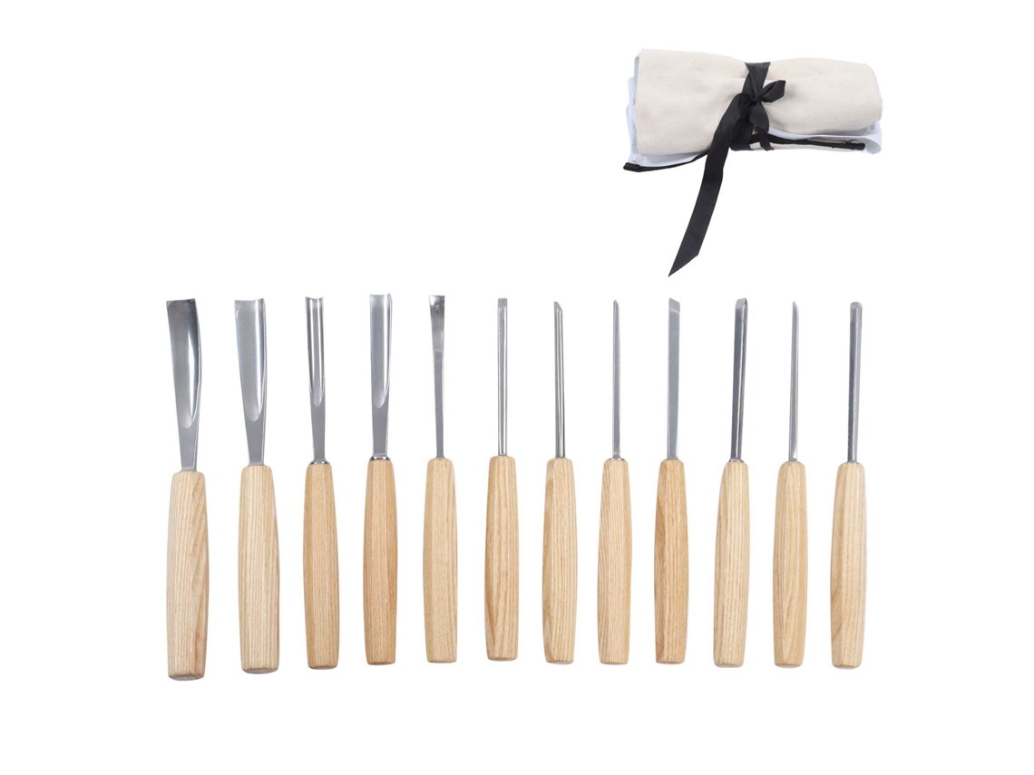 Juego De 12 Herramientas Para Tallar Madera Con Mangos De Madera Y Acero Para Carpintería, Grabado Y Bricolaje.
