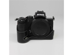 Bolsa protectora de cuero genuino para cámara con fondo mediano compatible con Nikon Z50 Facpoet