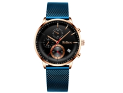 Reloj De Pulsera Elegante Para Hombre (azul-negro) Con Correa De Malla Milanesa, De Cuarzo, Ideal Para Estudiantes Y Jóvenes.