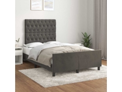 Estructura De Cama Sin Colchón Terciopelo Gris Oscuro 120x190cm