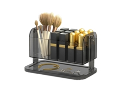 Organizador Portátil De Escritorio Para Labiales En Pet Transparente Con Compartimentos - Diseño Sin Tapa