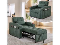 Sofá Cama 1 Plaza - Estilo Lujo Minimalista 3 En 1, Diseño Deslizante, Función De Carga Usb, Perfecto Para Descansar - Verde