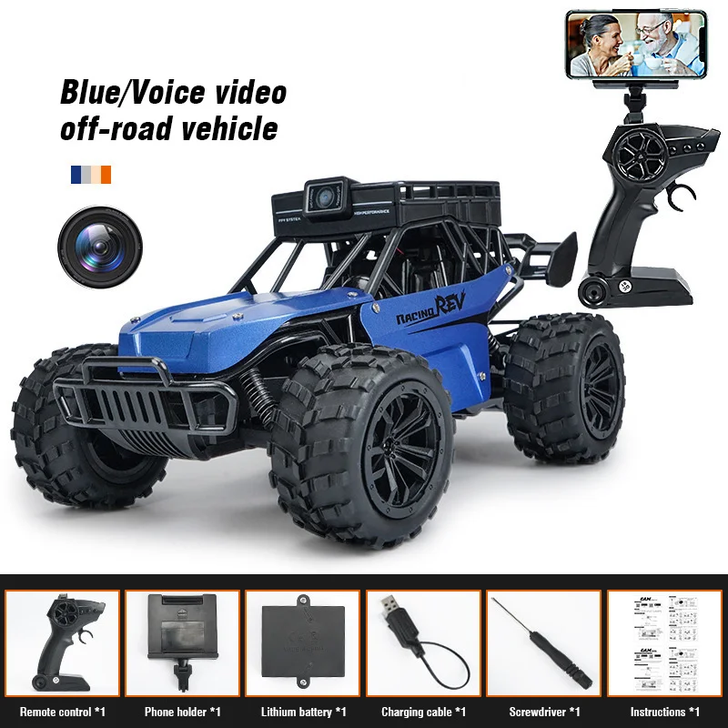(azul) Coche Teledirigido Con Cámara, Juguete Para Niños, Coche Teledirigido Con Videollamada