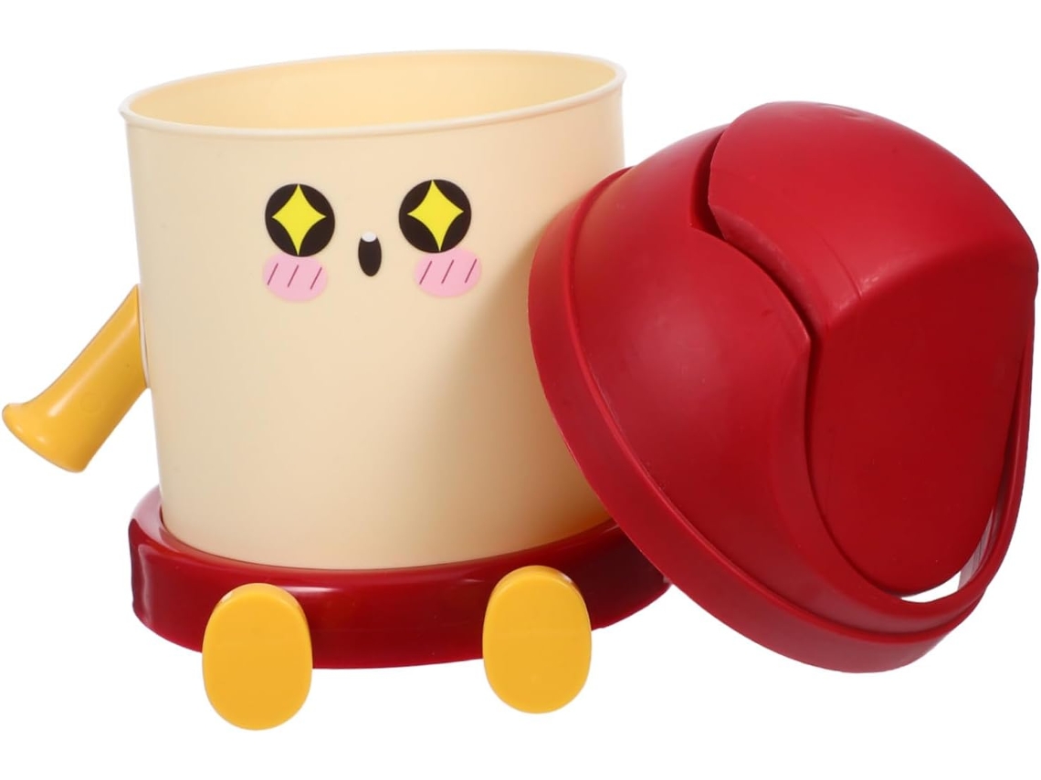 Mini Papelera Descritorio Adorable Con Tapabatible, Papelera De Plásticompacta Para Oficina, Hogar