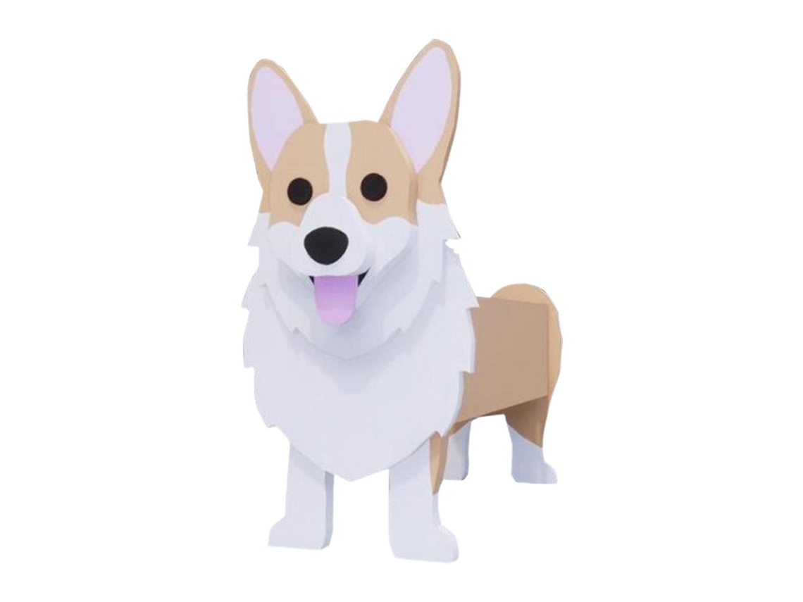 Maceta con forma de perro Corgi de dibujos animados para suculentas