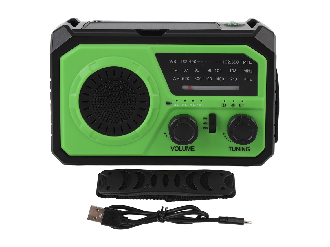 Radio De Emergencia 16000mah Solar Con Manivela Carga Usb-c Radio Meteorológica Linterna Sos Brújula