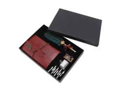 Set De Cuaderno Con Pluma De Pluma Clásico Hoja Suelta 8 Puntas Intercambiables Regalo Para Mayores Profesores Puntos Verdes