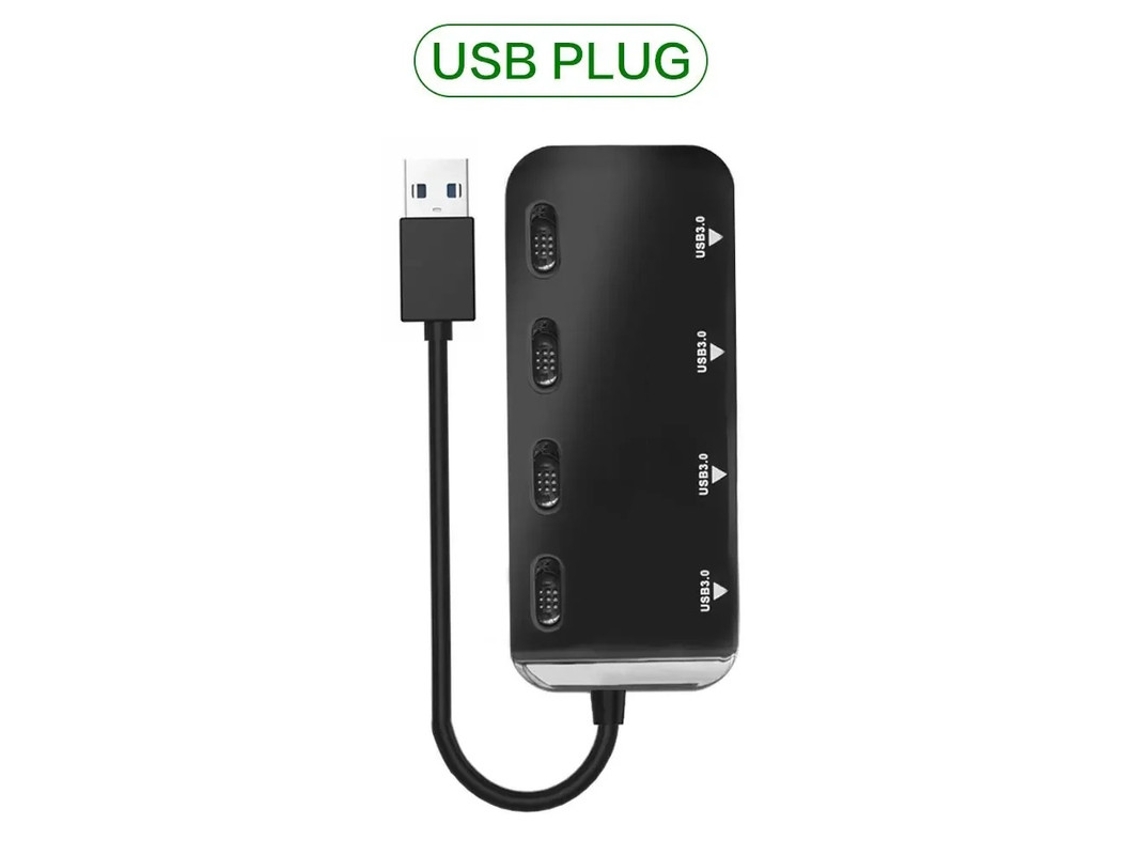 Estación de acoplamiento Yizhood USB 3.0 Hub Slim 4 puertos USB 3.0 de alta velocidad USB negro