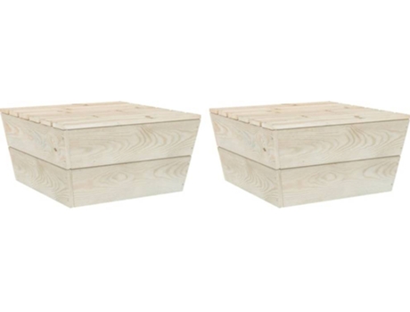 Conjunto 2 Mesa de jardín VIDAXL Marrón Madera (60x60x30 cm)