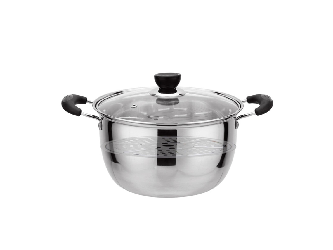 Olla De Acero Inoxidable Para Sopa Con Bandeja Vaporera, Pequeña, Multifuncional, Para Cocinas De Gas E Inducción.