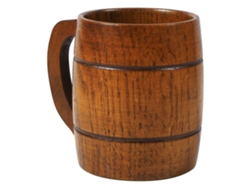 Jarra de cerveza de madera con asa cómoda, hecha de material natural tallado a mano para té, cerveza, agua, jugo y leche.