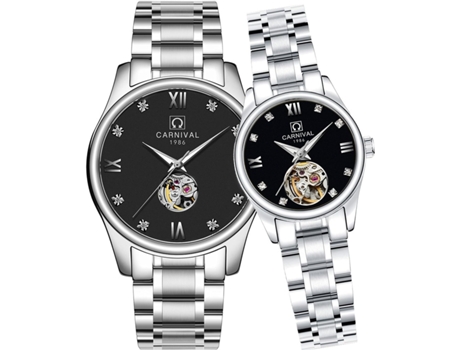 VEANXIN Reloj de Pareja Automático Juego de 2 Relojes de Pareja-Negro