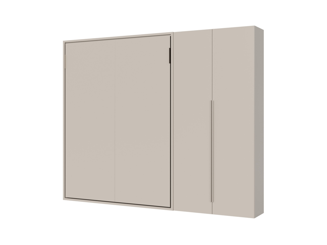 Cama Doble Escamoteable Vertical Versia 160 Con Armario Derecho 2 Puertas Clay