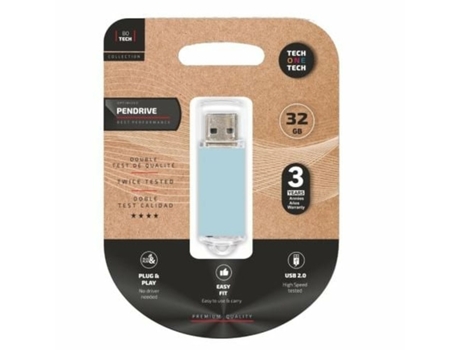 Memoria USB TECH ONE TECH TEC3010-32 (Azul - 32 GB)