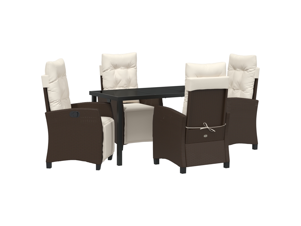 Conjunto de comedor de jardín de 5 piezas vidaxl de ratán sintético marrón