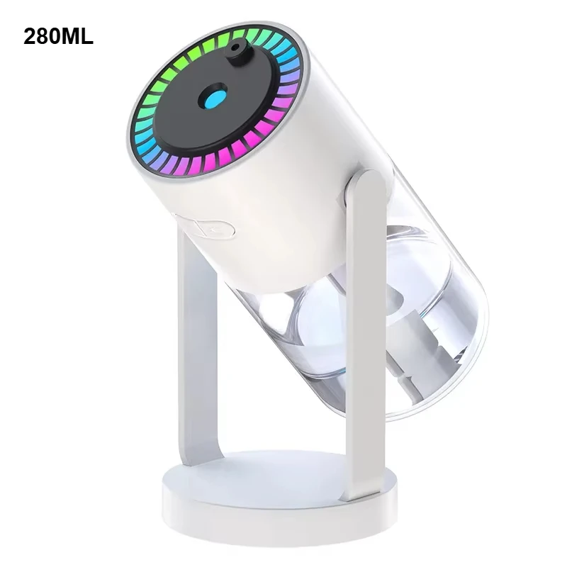Mini humidificador de aire giratorio para coche con proyector y luz LED, USB eléctrico Mdug (blanco)