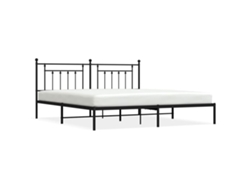 Maison Exclusive - Estructura Cama Sin Colchón Con Cabecero Metal Negro 200x200 Cm