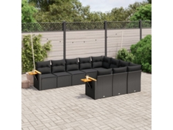 Conjunto de sofás de jardín de 10 piezas DKD Home Decor con cojines de mimbre negros