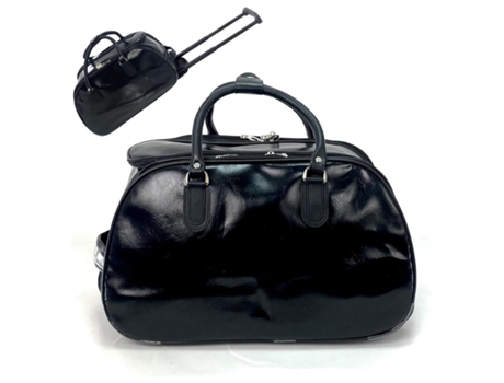 Maleta De Cabina Bolsa De Viaje Equipaje De Mano Bolso Plegable Para Avión Con Ruedas Cuero Faux Negro COSHANO
