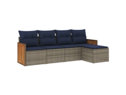 Maison Exclusive - Conjunto De Sofá De Jardín De 5 Piezas Con Cojines, Poliratán Gris