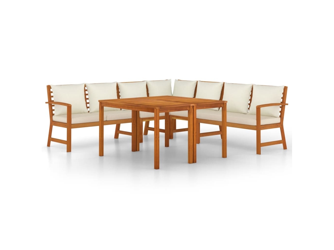 Maison Exclusive - Juego Comedor Jardín Y Cojines 7 Piezas Madera Maciza Acacia