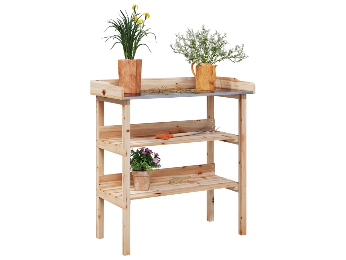 Mesa de soporte para plantas con estantes 78x38x82,5 cm Abeto macizo DKD HOME DECOR