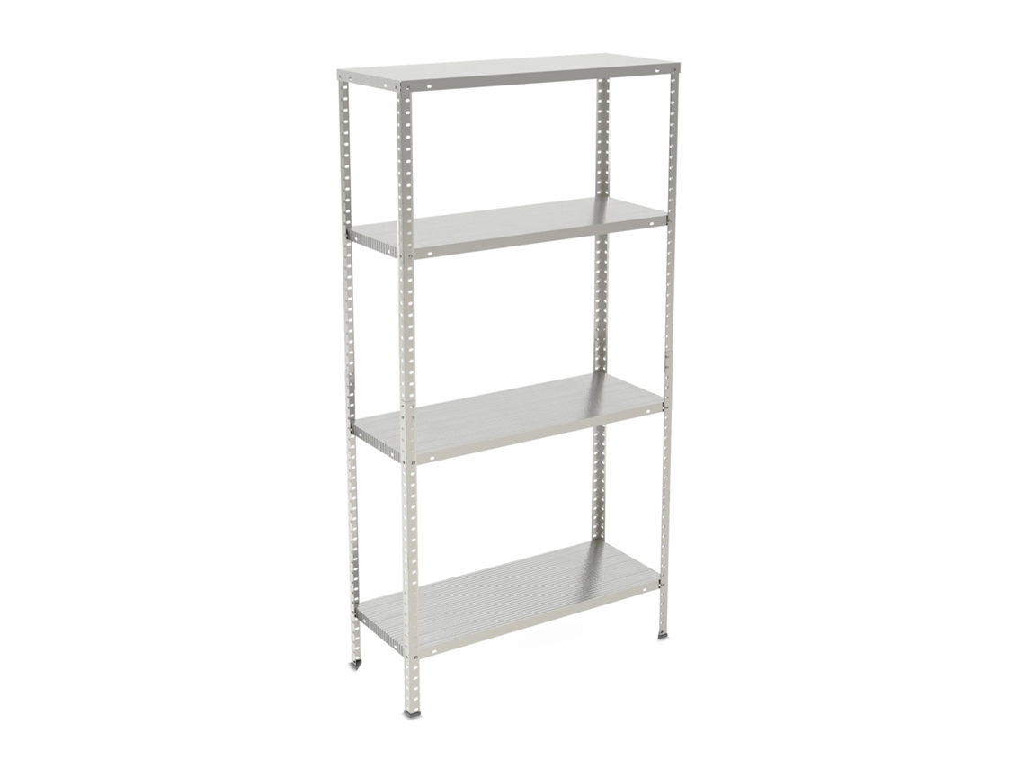 Relaxdays Prateleira De Metal Galvanizado, 4 Níveis, Até 160 Kg, Prateleira Pesada De Aço, Hbt: 150x75x30 Cm, Prateado
