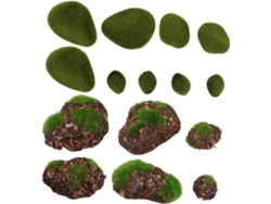 Piedras Decorativas Con Aspecto De Musgo, 14 Piezas, Juego Artificial Para