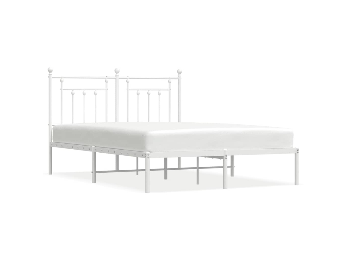 Maison Exclusive - Estructura Cama Sin Colchón Con Cabecero Metal Blanco 140x190cm