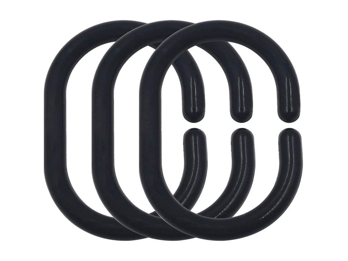 2026-12 Anillos De Cortina De Ducha De Plástico, Ganchos Negros Para Baño, 6x4 Cm, Resistente Al Óxido