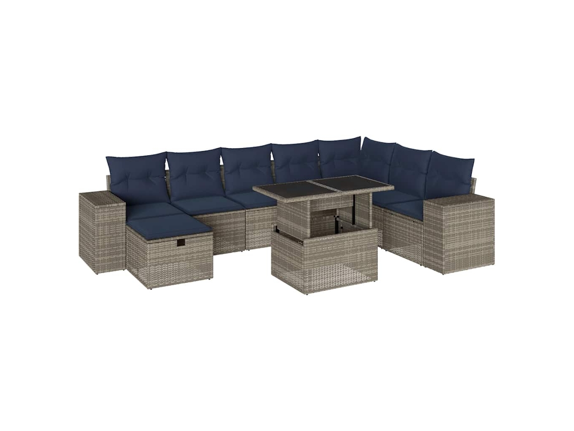 Maison Exclusive - Conjunto De Sofá De Jardín De 9 Piezas Con Cojines, Poliratán Gris