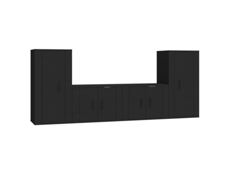 Conjunto 4 de muebles para TV VIDAXL madera contrachapada negro