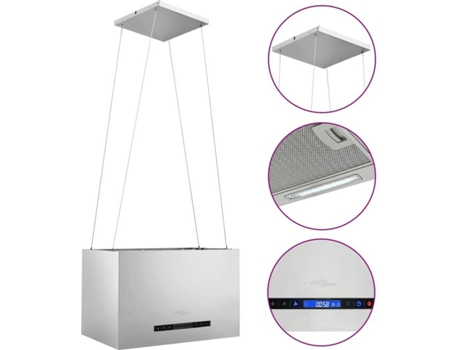 vidaXL Campana extractora colgante táctil LCD acero inoxidable 55 cm