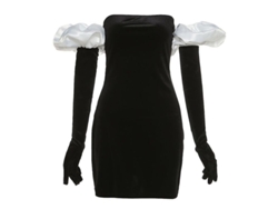 Vestido sexy de manga larga con guantes, corte ajustado, talla S para mujer, invierno/primavera, blanco