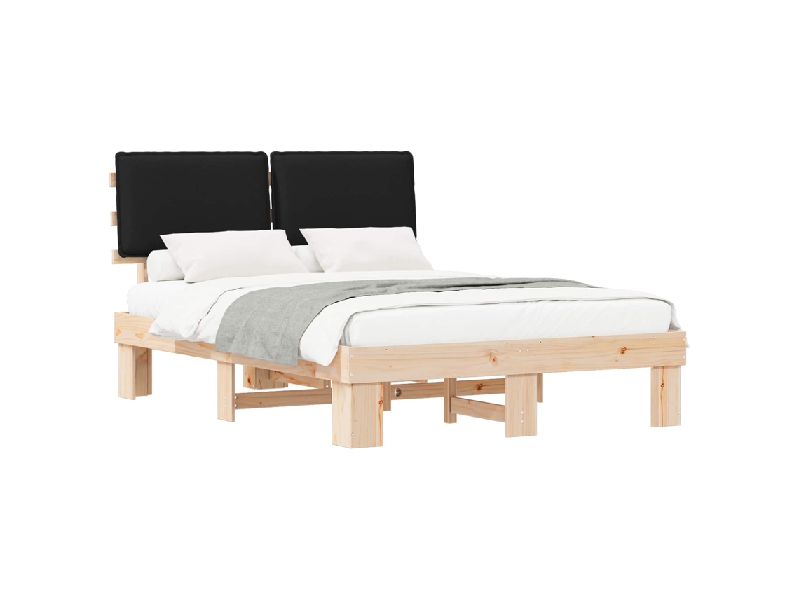 Maison Exclusive - Estructura De Cama Con Cabecera Tapizada Negro 135 X 190 Cm
