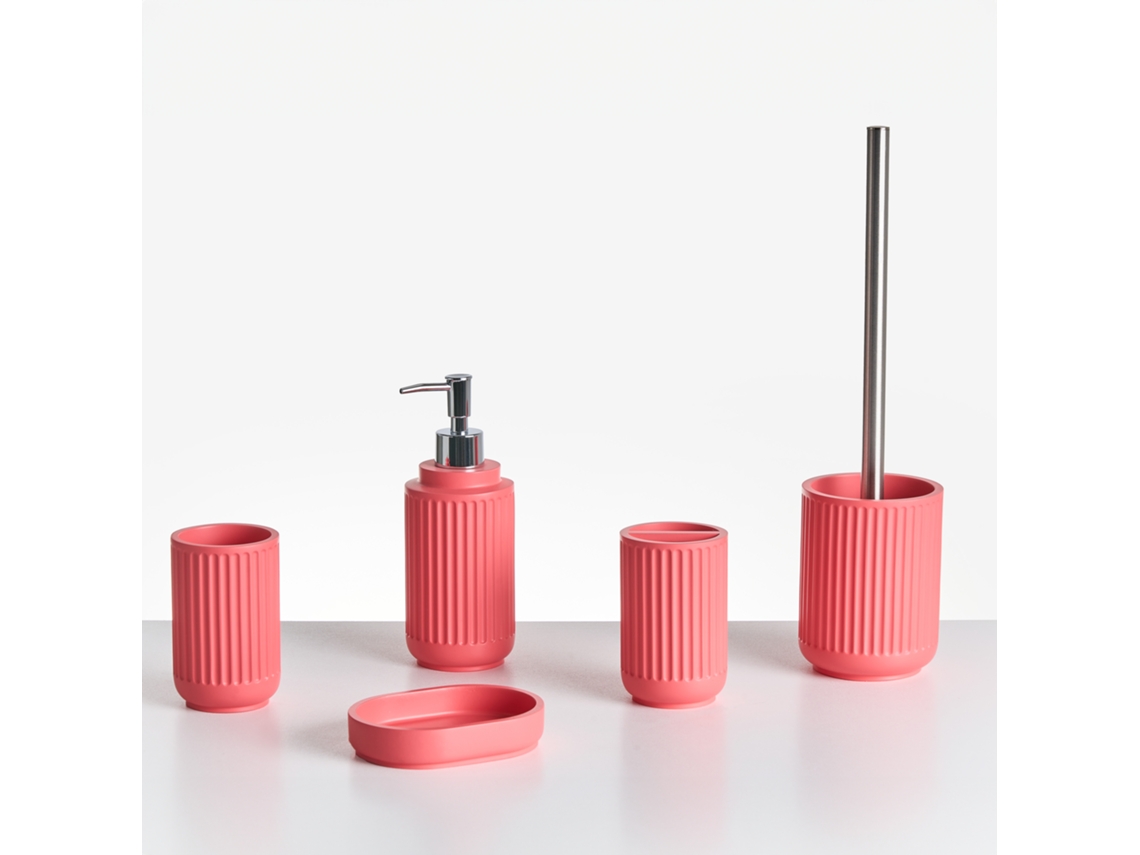 Juego de accesorios de baño Beliani Huarmey en poliresina roja