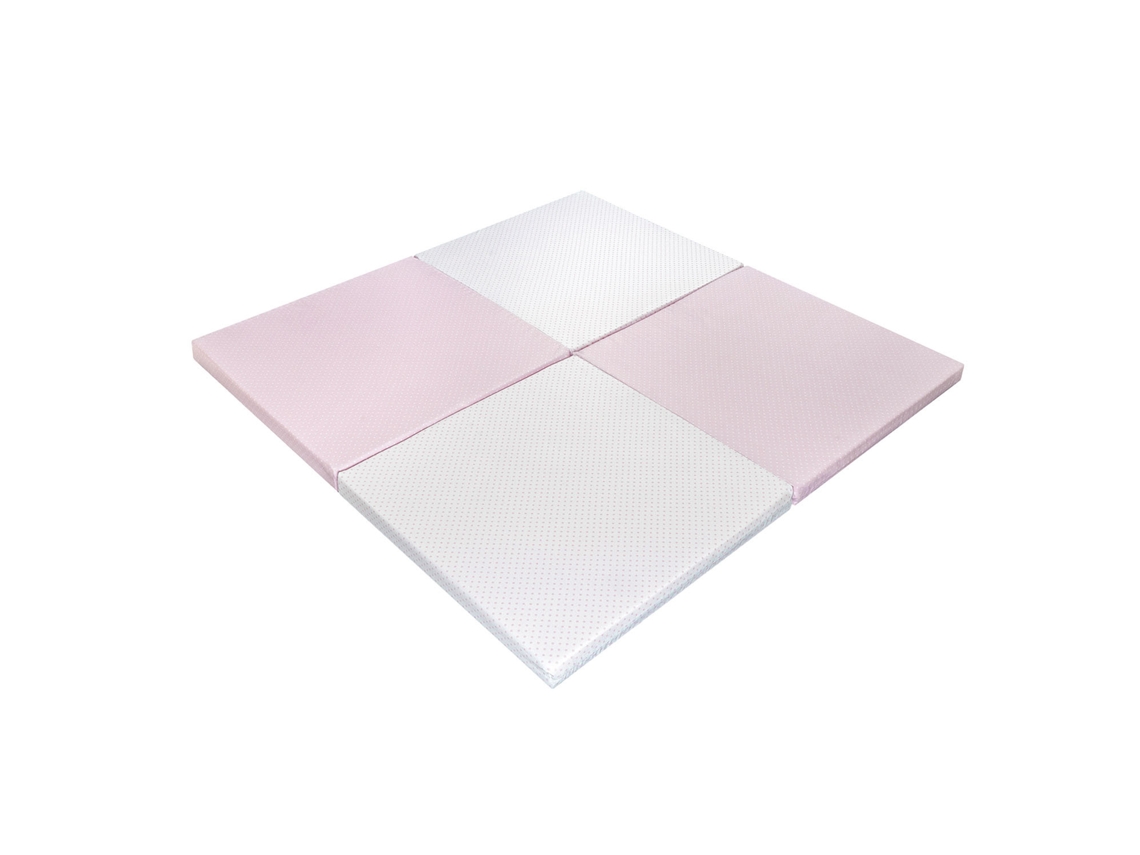 Alfombra infantil rosa de 120x120x5 cm. Desmontable y plegable. 3 en 1 Xaluca