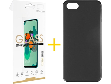 Kit Funda + Protector de Pantalla Alcatel 1V 2019 SKYHE Liso (Negro)