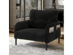 Sillón individual - Asiento cómodo, reposabrazos con bolsillos laterales, estructura sólida - Negro