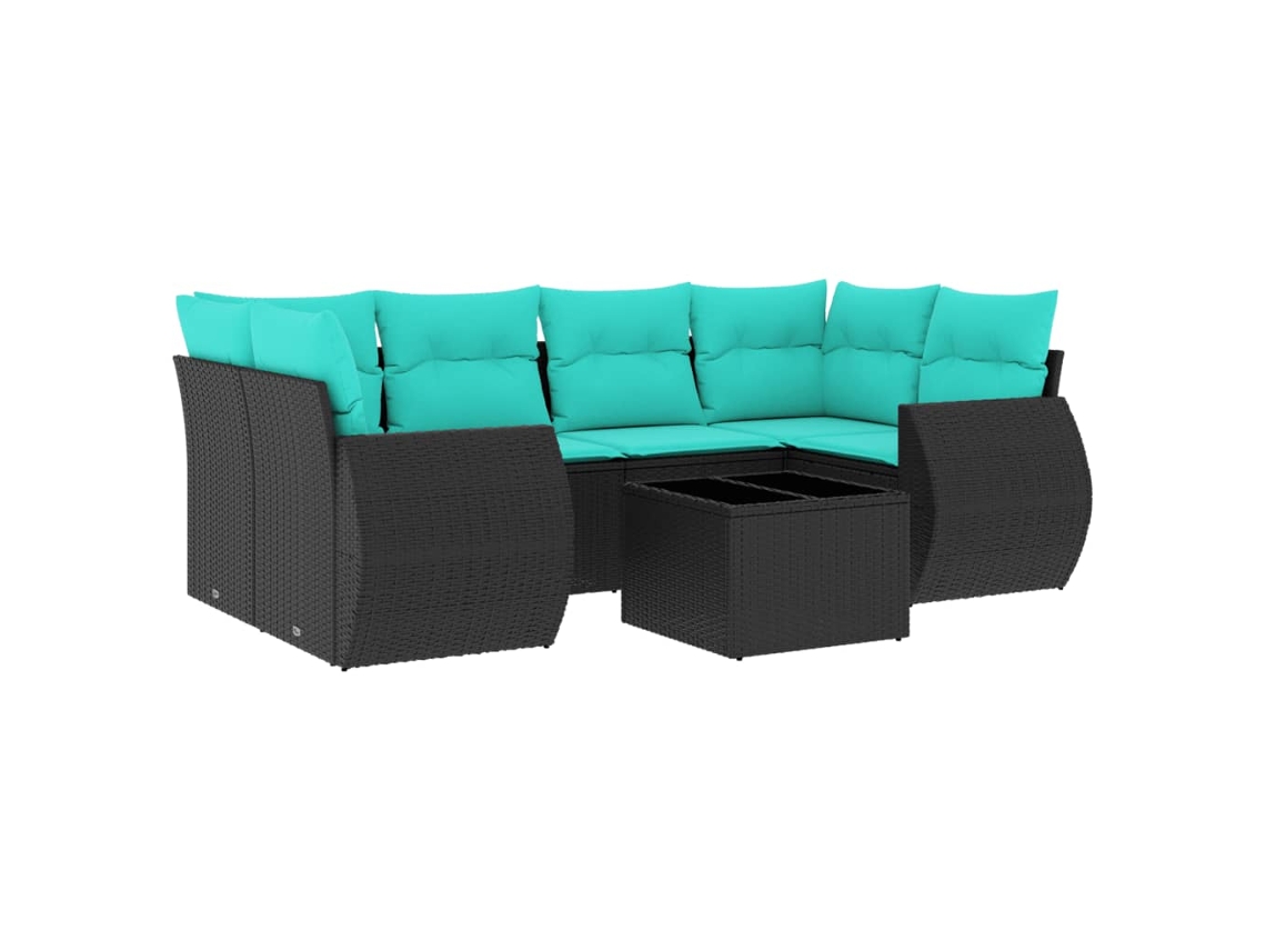 Maison Exclusive - Conjunto De Sofá De Jardín De 7 Piezas Con Cojines, De Poliratán Negro
