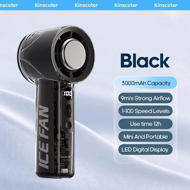 Ventilador Portátil De Mano (negro), Mini Y Recargable, Con Batería De 3000 Mah, Imprescindible Para Viajes Y Actividades Al Aire Libre.