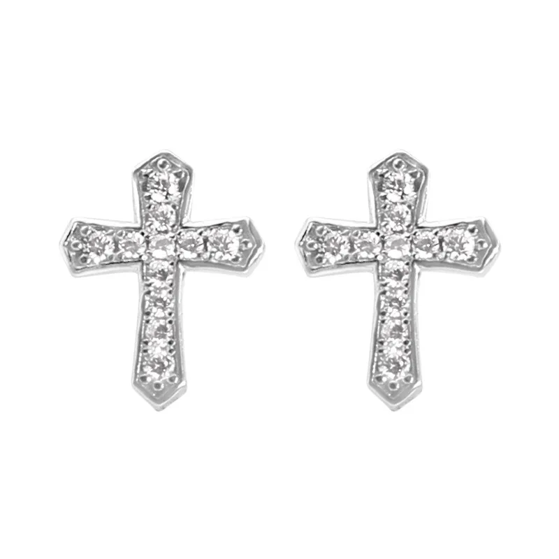 Pendientes de cruz estilo punk, pendientes de cruz con circonitas cúbicas MDUG