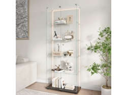 Vitrina De Cristal De 5 Niveles Con Luz Led, Armario Exhibidor Negro Para Coleccionables, 78.5x34.5x186.5cm