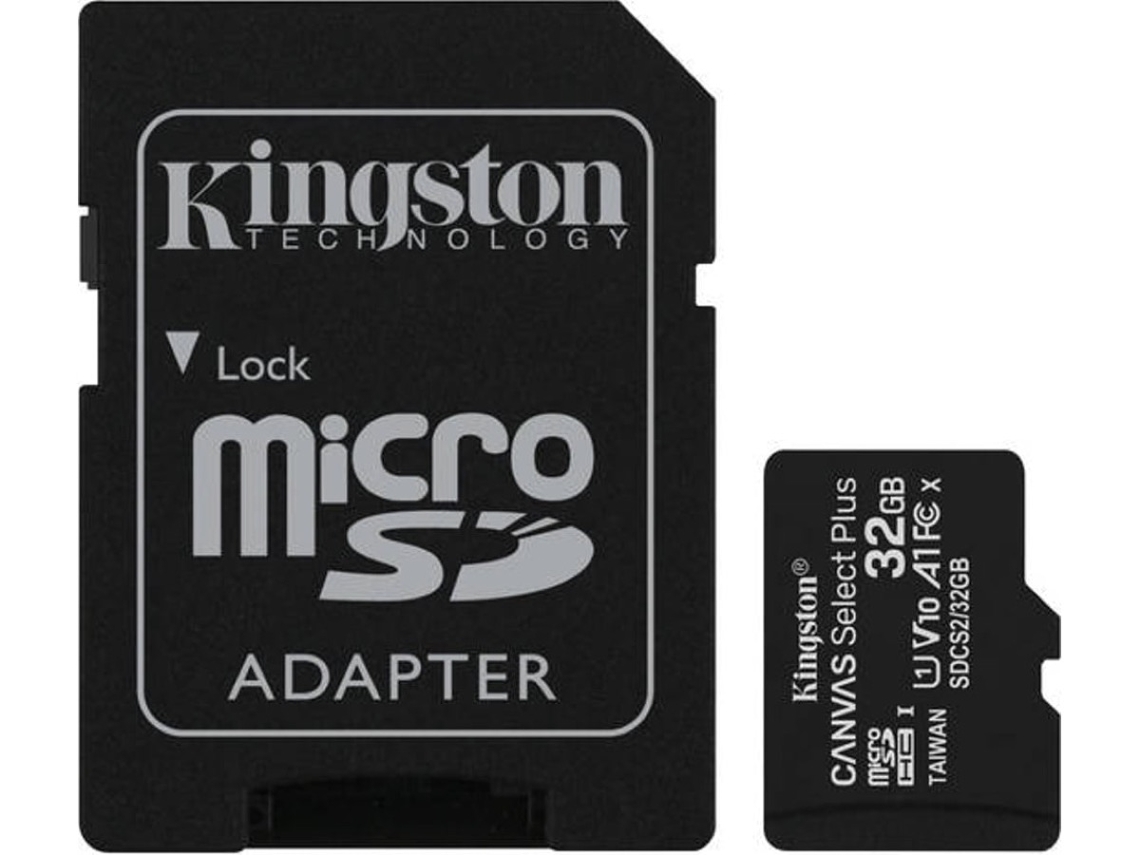 Tarjeta de Memoria KINGSTON 32 GB MicroSD Canvas Select Plus 100R A1 C10 + Adaptador